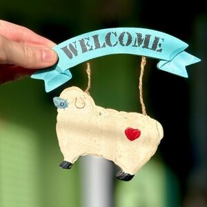 VTG Wood Sheep Cute Welcome Sign Rustic Cottagecore Home Decor Wall Art